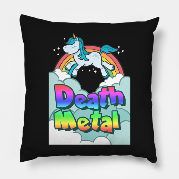 Rainbow Death Metal Unicorn Pillow by argobel13