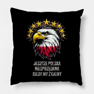 Patriotic Polish Pride Eagle Crown of Stars Artwork Pillow