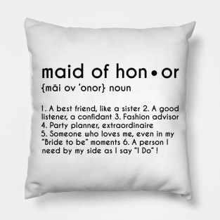 Personalized Maid of Honor Definition Funny Bridesmaid Gift Pillow