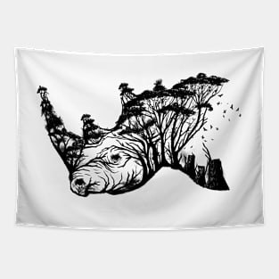 Wild Rhino Tapestry