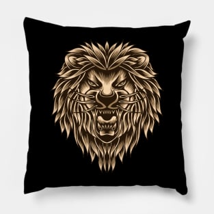 Artwork Illustration Roaring Lion Head Pillow