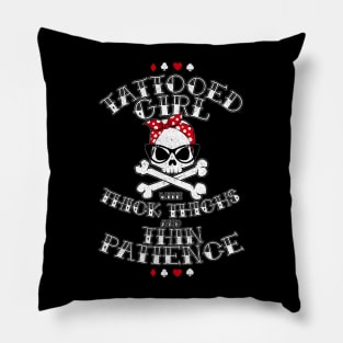 Tattooed Girl with thick thighs andthin Patience Pillow