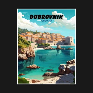 Dubrovnik Croatia Vintage Travel and Tourism Advertising Print T-Shirt