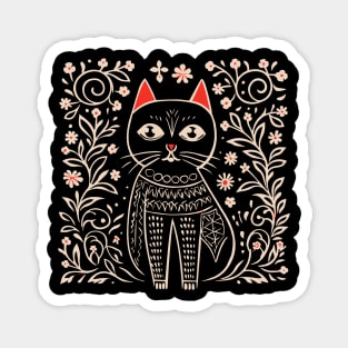 Lino Cut Cat Magnet