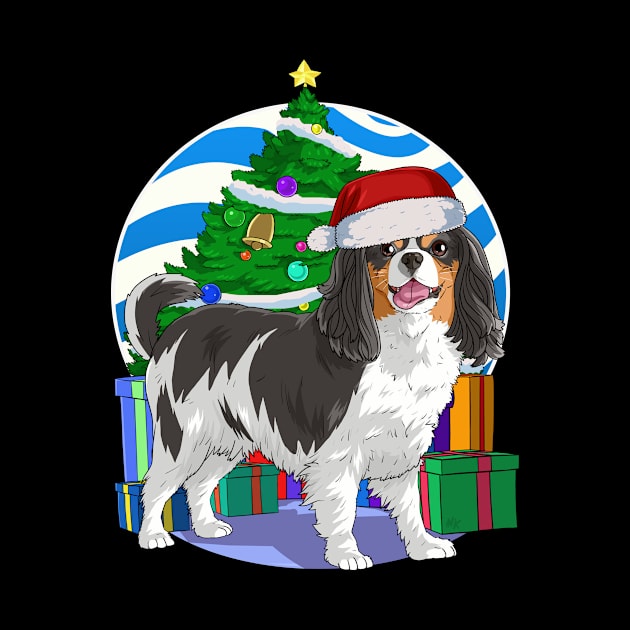 Cavalier King Charles Spaniel Cute Santa Christmas Gift by Noseking