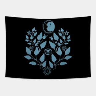 Whimsy Gothic - Wicca Pentagram -Blue Tapestry