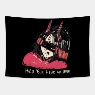 Hand Drawn “Hold Your Head Up High” Tapestry