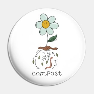 Flower in pile of ground, Composting process Pin