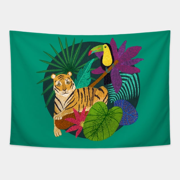 Tropical landscape Tapestry by Circe Oropeza