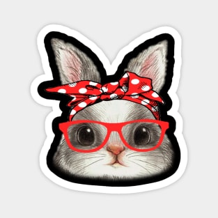 Bunny mom red headband Magnet