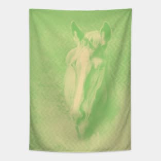 Horse emerging from the alien green mist Tapestry