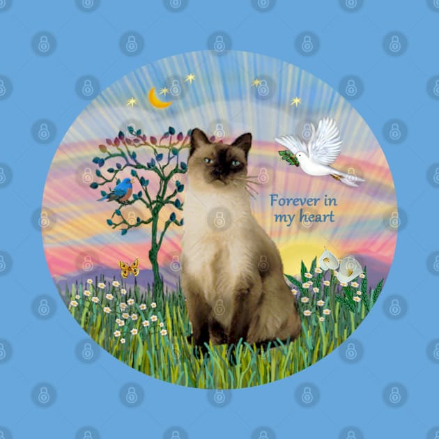 "Rainbow Dove" design with a Siamese Cat (Chocolate Point) by Dogs Galore and More