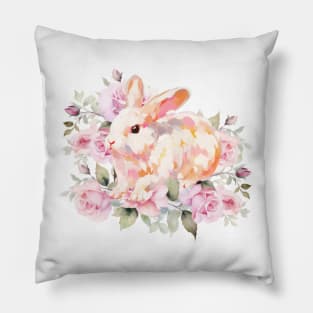 Cute  Baby Girl spring floral Bunny . Pillow