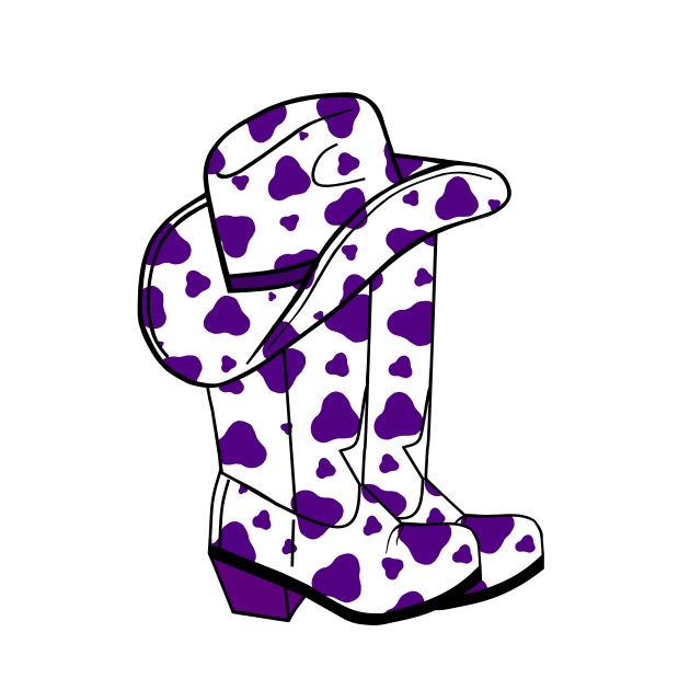 PURPLE Cow Spots Cowboy Hat And Boots by SartorisArt1