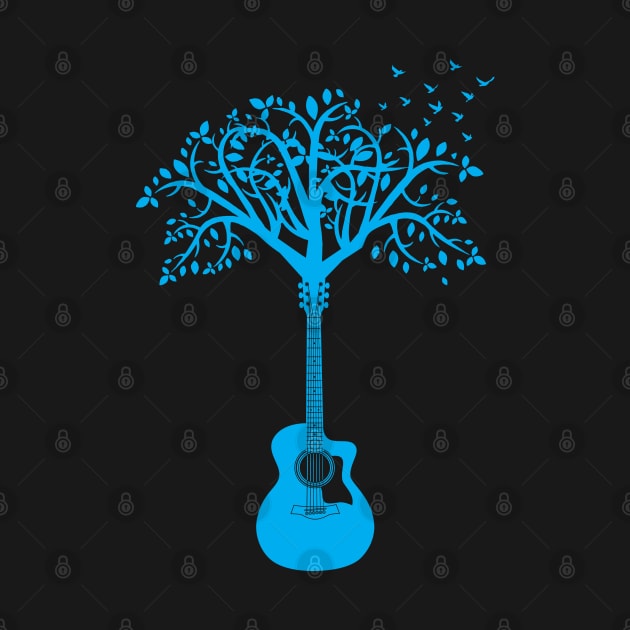 Acoustic Guitar Tree Blue by nightsworthy