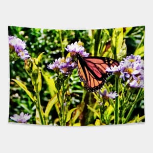 Butterflies - Monarch Butterfly on Purple Wildflower Tapestry