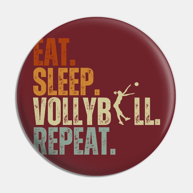 Eat Sleep Volleyball Repeat Kids Adult Women Retro Vintage Pin by Just Me Store