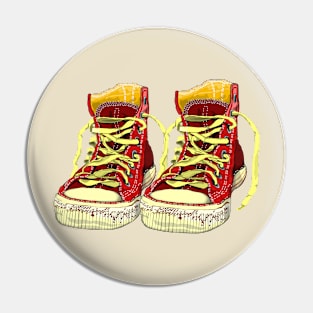 Muddy shoes 2.0 (red & yellow) Pin