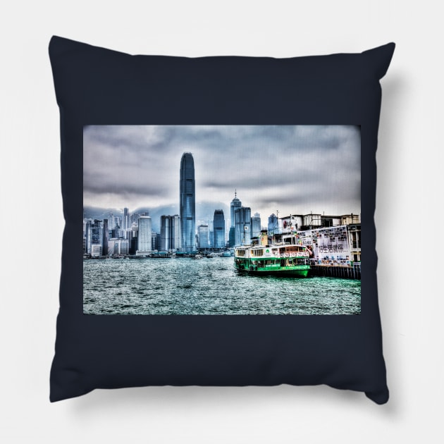 Kowloon To Hong Kong Star Ferry Pillow by tommysphotos