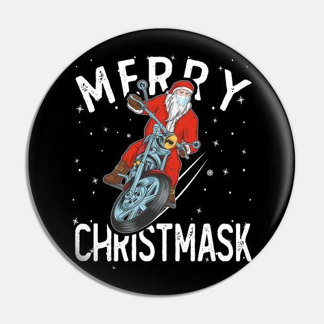 Motorcycle Hipster Santa Face Mask 2020 Merry Christmask Pin by Kawaii_Tees