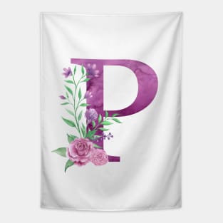 Floral Monogram P Beautiful Rose Bouquet Tapestry