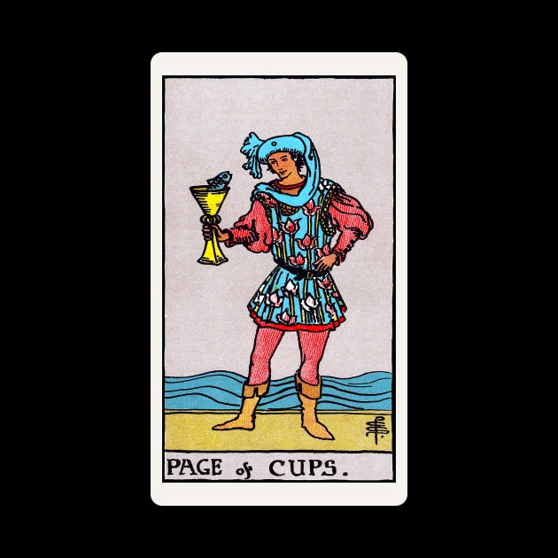 Card #46 - Page Of Cups - Rider Waite Smith Tarot by RetroFitted