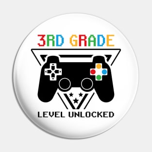 3rd Grade Level Unlocked First Day of School Video Gamer Pin