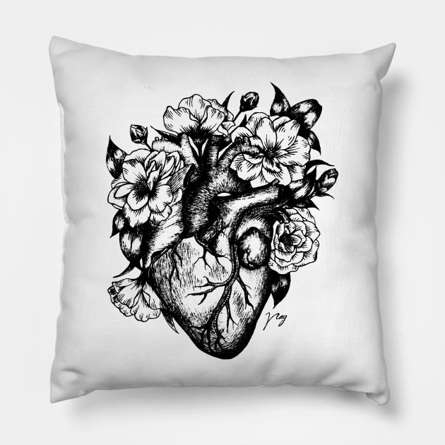 Foral Heart Pillow by Akbaly