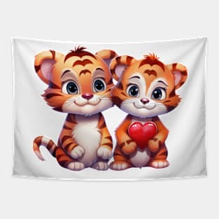 Valentine Tiger Couple Tapestry