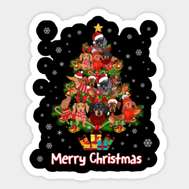 Download Funny Dachshund Christmas Tree Shirt Xmas Dog Lovers Gift Funny Dachshund Christmas Tree Xm Sticker Teepublic