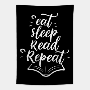 Eat Sleep Read Repeat, Funny Reader Tapestry