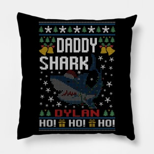 Best Dylan Name Personalized Daddy Shark Ugly Christmas Sweater Pillow