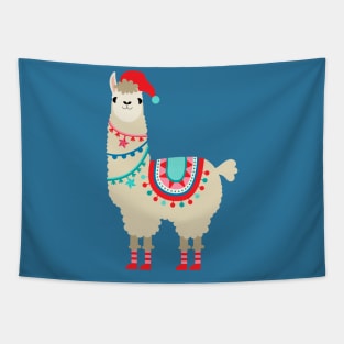 Christmas llama Tapestry