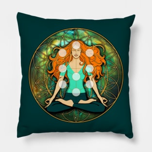 Green Tree of Life Mandala Pillow