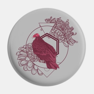 Floral Turkey Vulture Pin