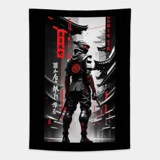 Japanese Ninja - Black and Red Tapestry