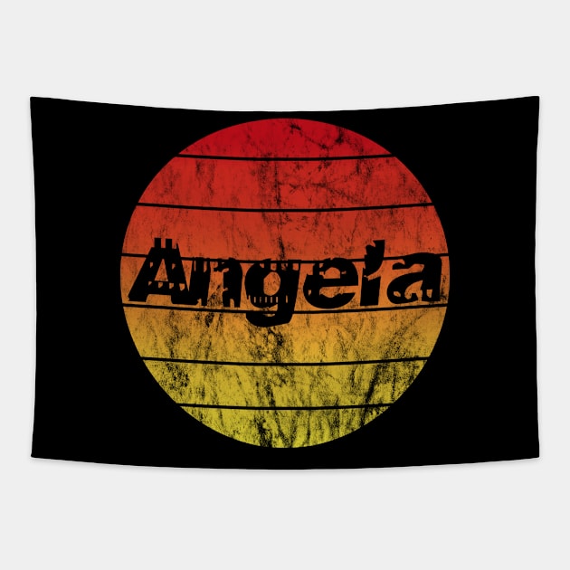 Name Angela Vintage Sunset Tapestry by BK55