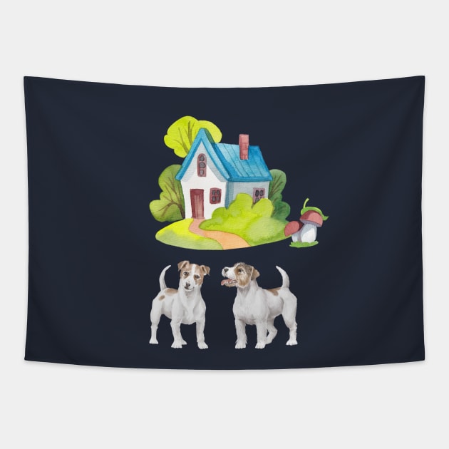 Jack Russell Terriers Home Tapestry by Dreamy Feminine