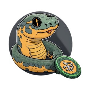 Kawaii Anaconda Snake With a Crypto Coin T-Shirt