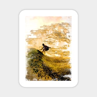 Surfer Silhouette Chasing Waves Sunset Magnet