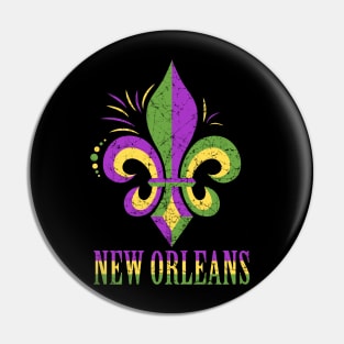 Distressed New Orleans Fleur De Lis long Pin