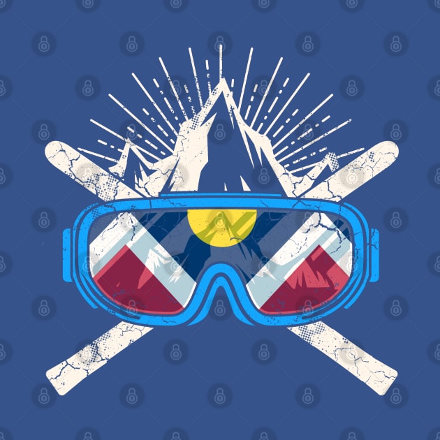 Denver Colorado Skiing Ski Winter Sports Retro by E