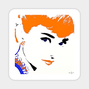 AUDREY SO BEAUTIFUL IN BLUE AND ORANGE Magnet