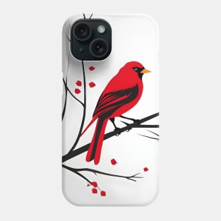 Red Bird On Branch Phone Case