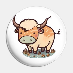 Big horned bull grazing for kids Pin