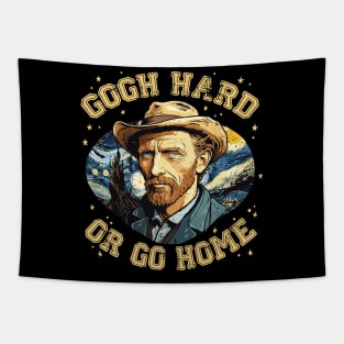 Gogh Hard or Go Home Funny Artist Pun Design Tapestry