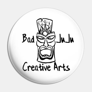 Bad JuJu Creative Arts white logo Pin