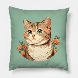 Purrfect Cat Flower - Love Pastel Fat Cat Pillow