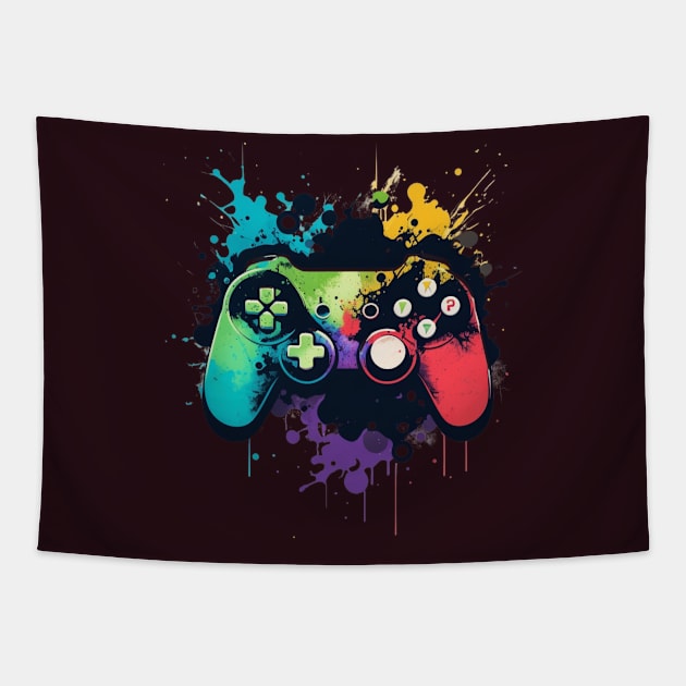 Hip Hop Graffiti Game Controller Sign Design for Boys Kids Tapestry by Kertz TheLegend