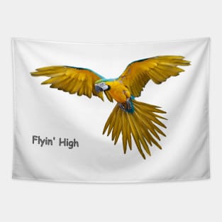 Blue Yellow Flying Parrot Birds Tapestry